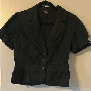 Halogen Black Blazer with Notched Lapel and Fitted Silhouette